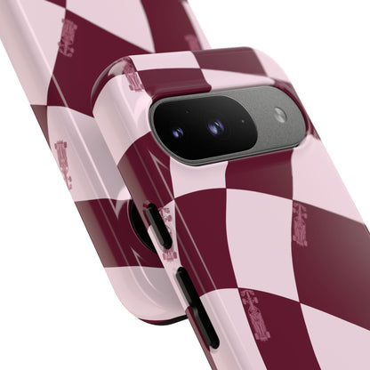 F1 Phone Case Pink Checkered Design, Trendy F1 Gift, Formula 1 Gift, Cute F1 Phone Case, Unique Formula One Phone Case