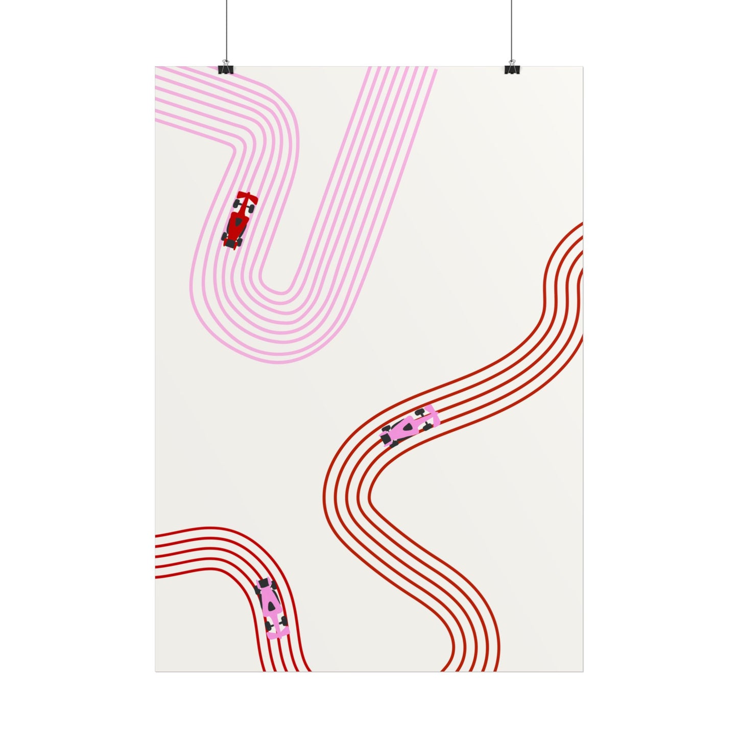 Pink and Red F1 Abstract Art Poster | Minimalist F1 Art - EU Sizing (Physical Print)
