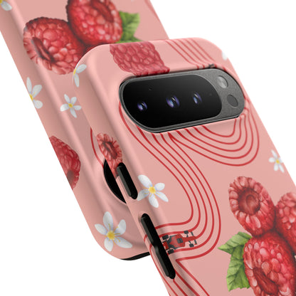 Red F1 Haas and Raspberries Phone Case, Trendy F1 Gift, Formula 1 Gift, Cute Fruit F1 Phone Case, Unique Phone Case
