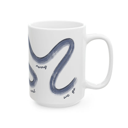 Blue F1 Painted It's Lights Out and Away We Go Mug, Unique Gift for Coffee Lovers, Whimsical Formula 1 Gift