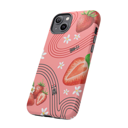 Red F1 Audi and Strawberries Phone Case, Trendy F1 Gift, Formula 1 Gift, Cute Fruit F1 Phone Case, Unique Phone Case