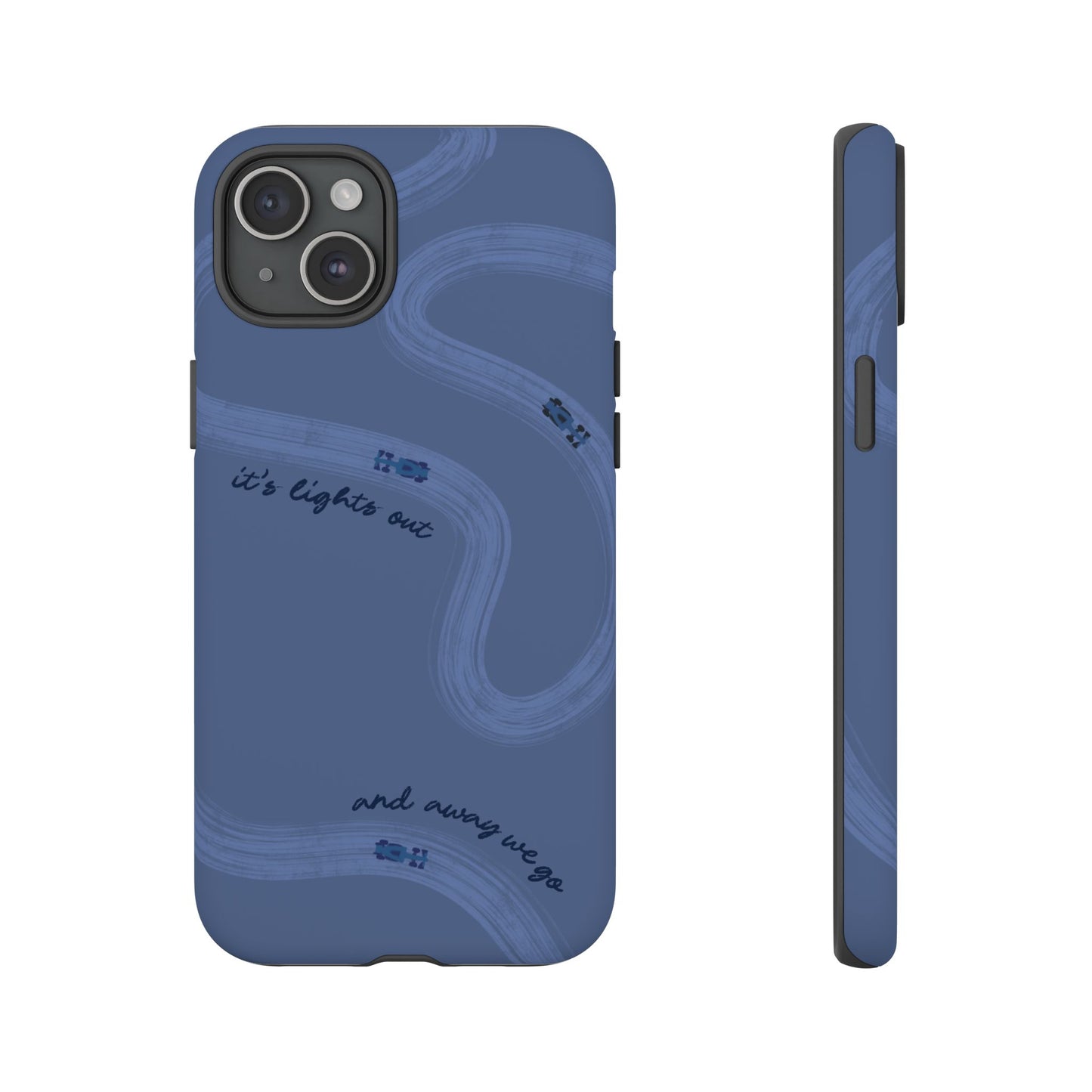 F1 Phone Case Monochrome Dark Blue Painted "its lights out and away we go", Trendy F1 Gift, Formula 1 Gift, Cute F1 Phone Case, Phone Case