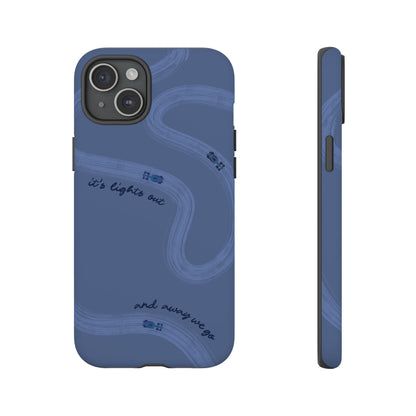 F1 Phone Case Monochrome Dark Blue Painted "its lights out and away we go", Trendy F1 Gift, Formula 1 Gift, Cute F1 Phone Case, Phone Case