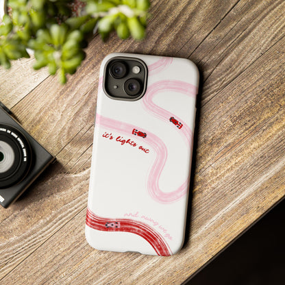 F1 Phone Case Pink and Red Painted "its lights out and away we go", Trendy F1 Gift, Formula 1 Gift, Cute F1 Phone Case, Unique Phone Case