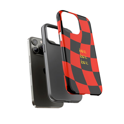 F1 Ferrari Black and Red Checkered Phone Case, Box Box Box F1 Phone Case