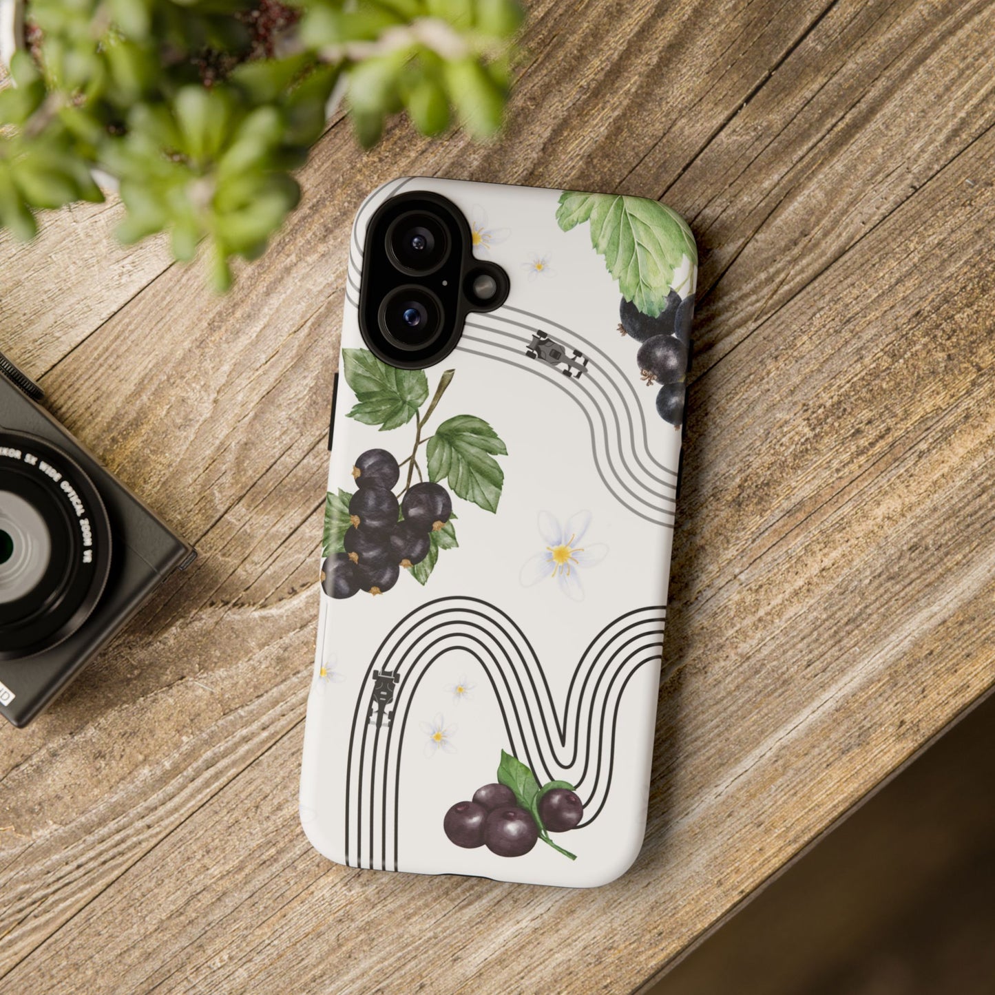 F1 Cadillac and Black Currants Phone Case, Trendy F1 Gift, Formula 1 Gift, Cute Fruit F1 Phone Case, Unique Phone Case