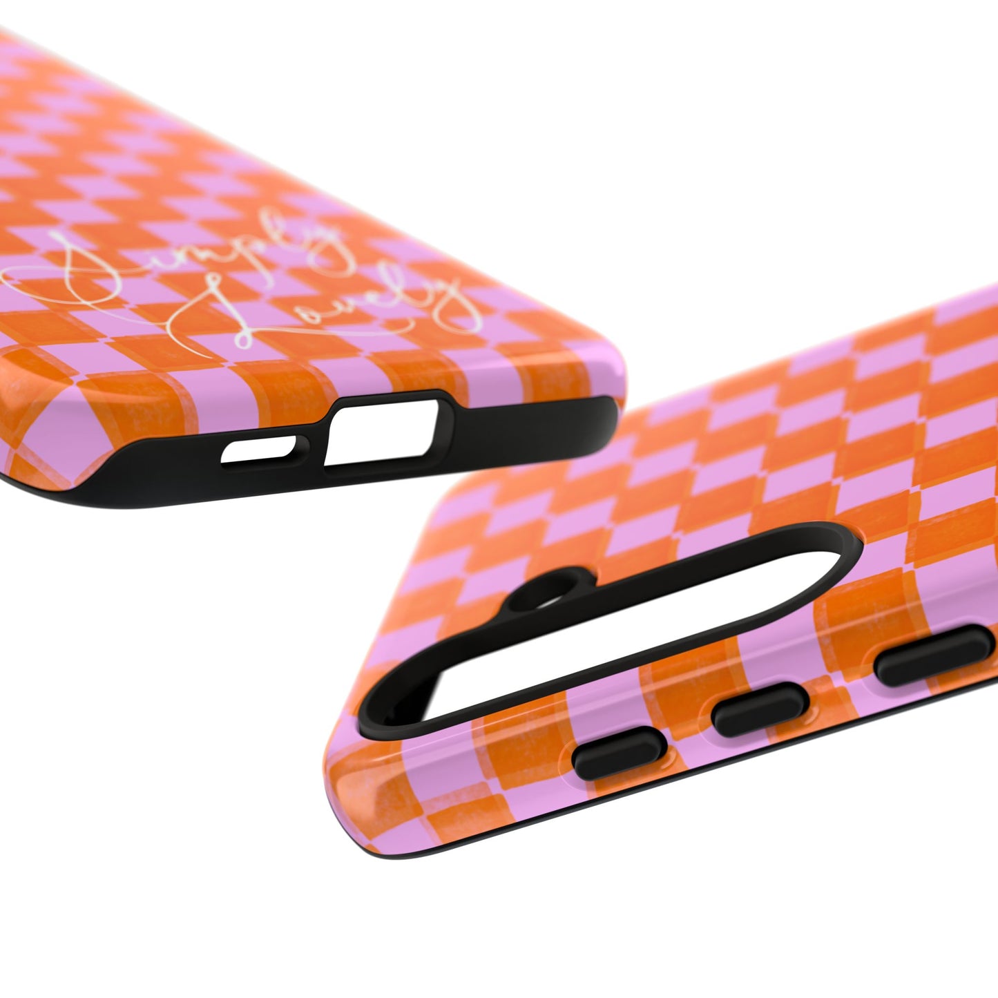 Simply Lovely Orange and Pink Checkered F1 Phone Case Design, Trendy F1 Gift, Formula 1 Gift, Cute F1 Phone Case