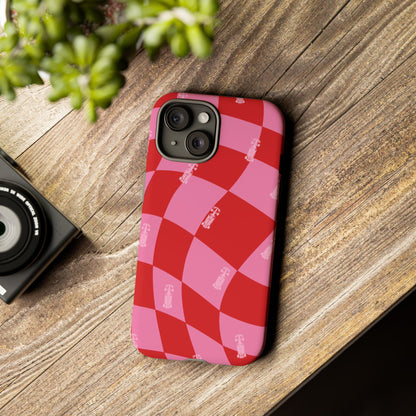 F1 Phone Case Pink and Red Checkerboard Design, Trendy F1 Gift, Girly Formula 1 Gift, Cute F1 Phone Case, Unique Formula One Phone Case