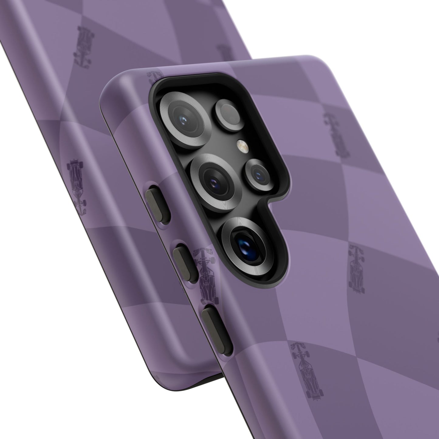 F1 Phone Case Purple Checkered Design, Trendy F1 Gift, Formula 1 Gift, Cute F1 Phone Case, Unique Formula One Phone Case
