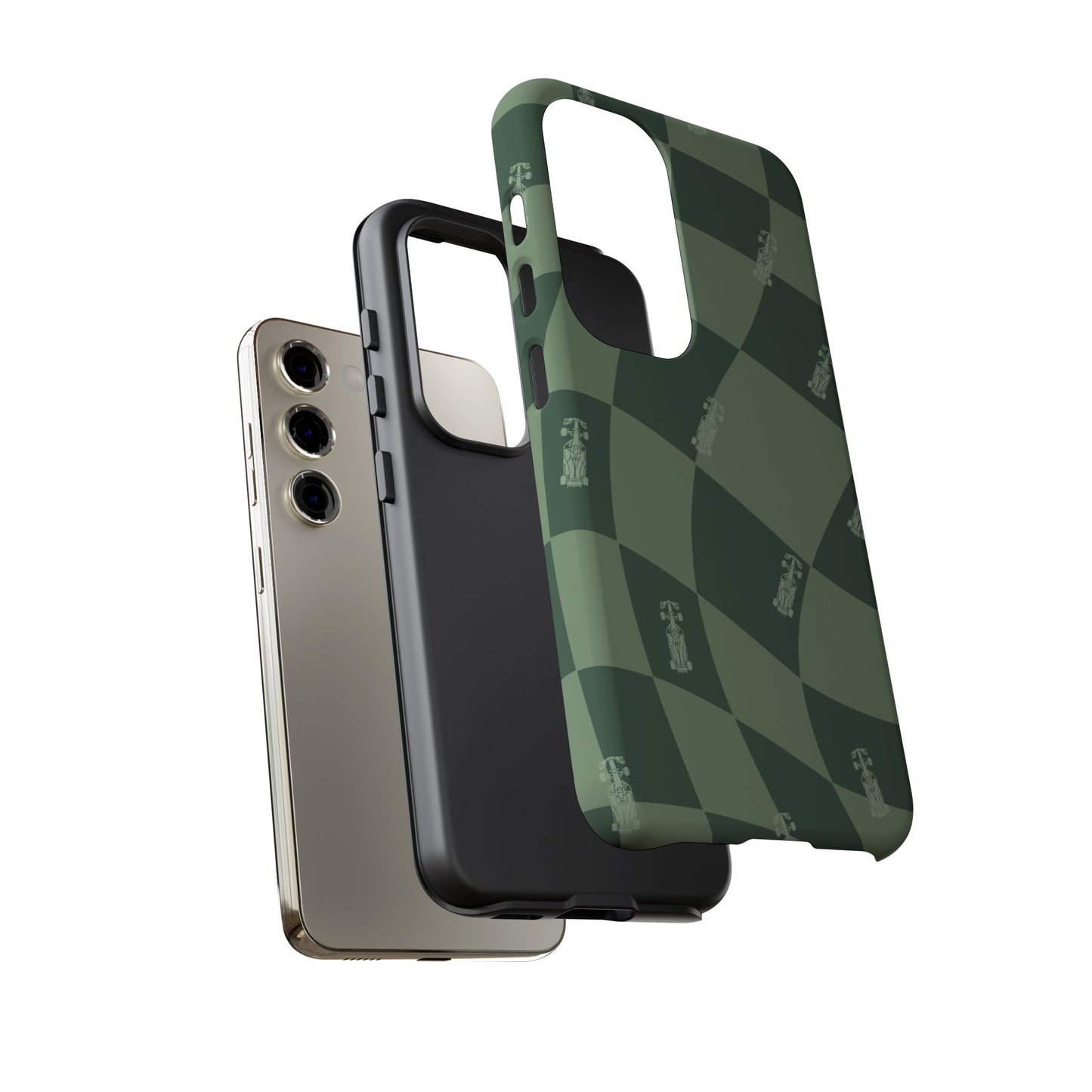 F1 Phone Case Green Checkerboard Design, Trendy F1 Gift, Formula 1 Gift, Cute F1 Phone Case, Unique Formula One Phone Case