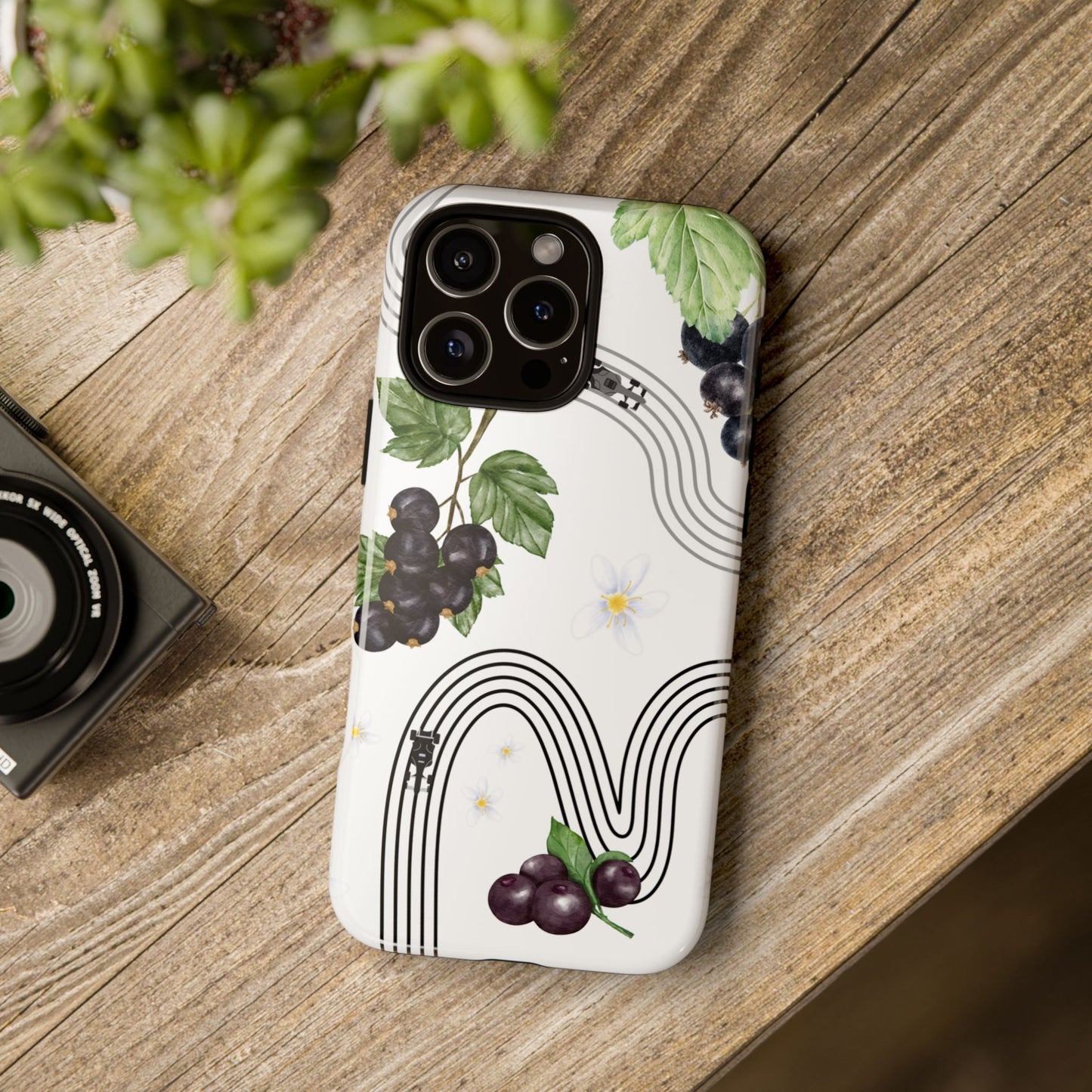 F1 Cadillac and Black Currants Phone Case, Trendy F1 Gift, Formula 1 Gift, Cute Fruit F1 Phone Case, Unique Phone Case