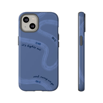 F1 Phone Case Monochrome Dark Blue Painted "its lights out and away we go", Trendy F1 Gift, Formula 1 Gift, Cute F1 Phone Case, Phone Case
