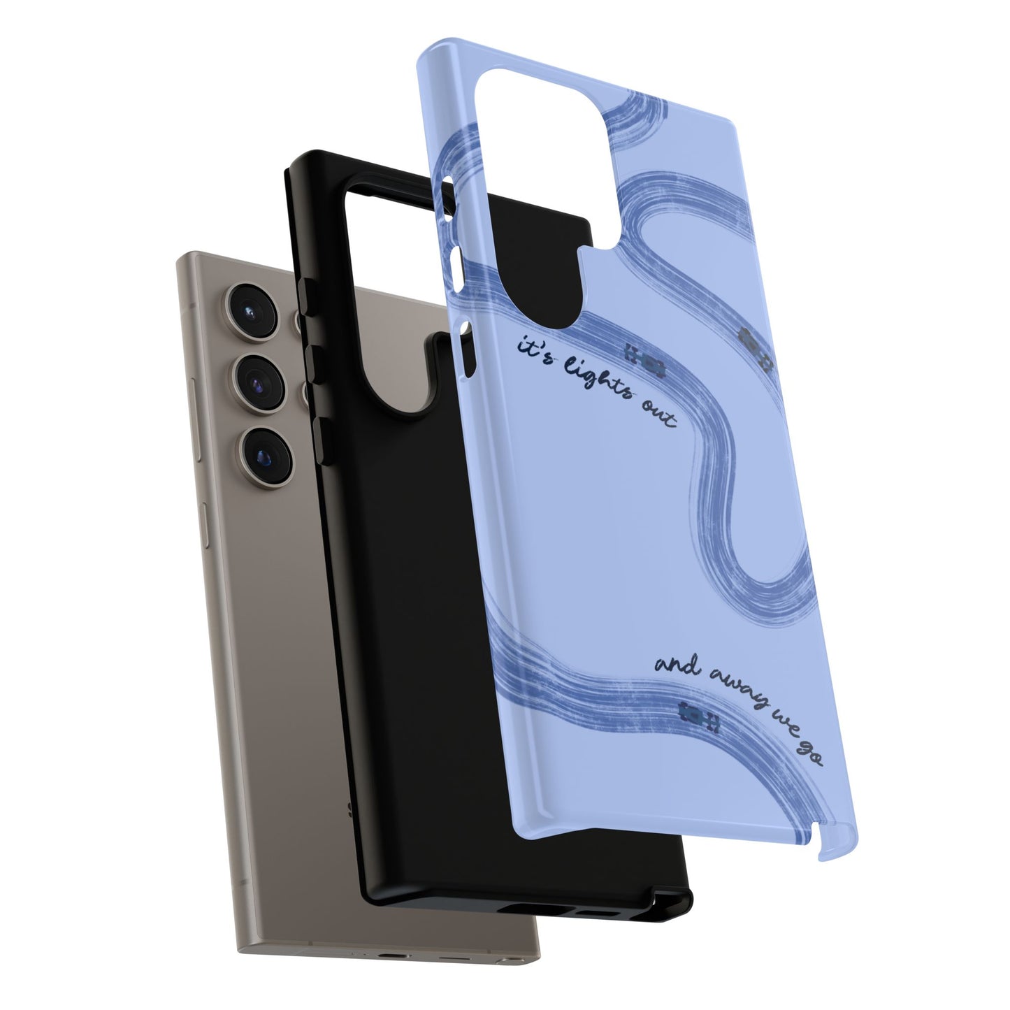 F1 Phone Case Monochrome Blue Painted "its lights out and away we go", Trendy F1 Gift, Formula 1 Gift, Cute F1 Phone Case, Phone Case