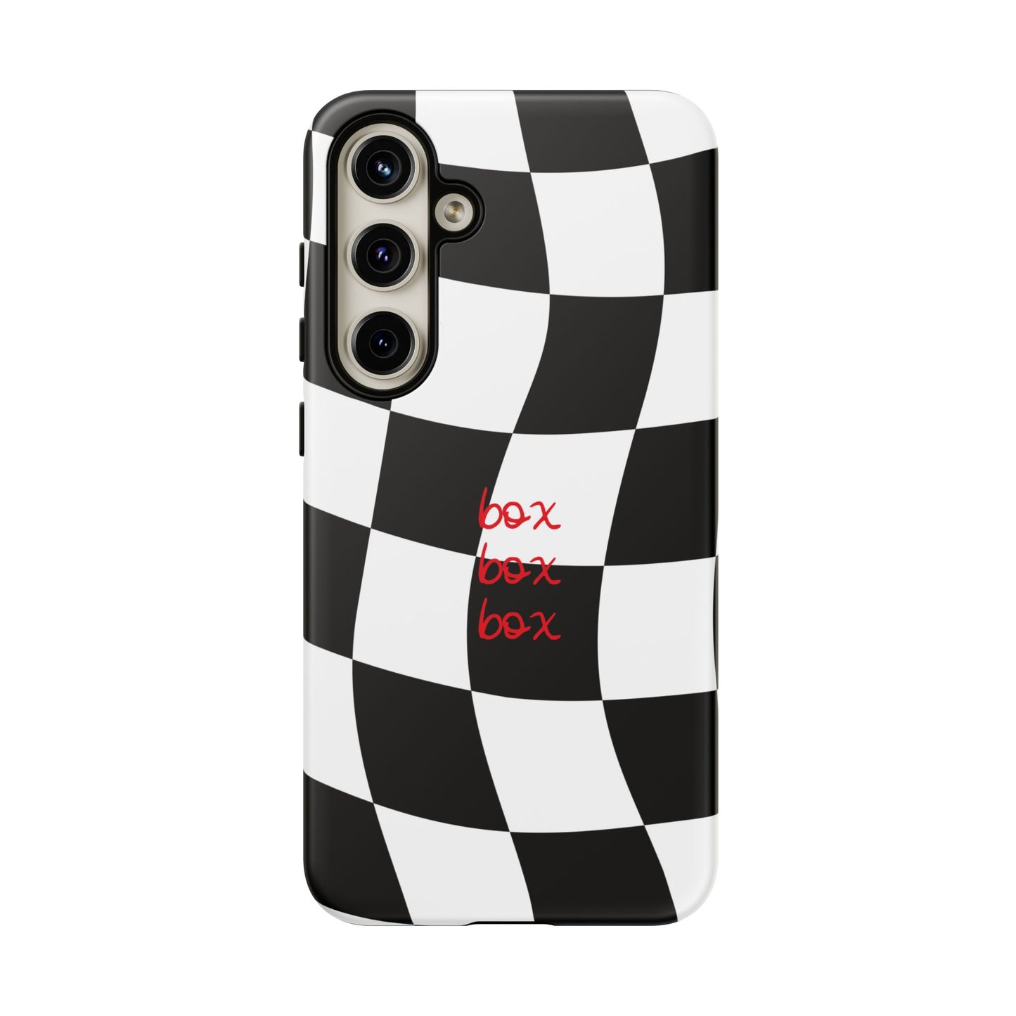 Black and Red Checkered F1 Phone Case, Box Box Box F1 Phone Case