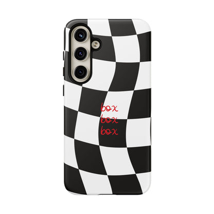 Black and Red Checkered F1 Phone Case, Box Box Box F1 Phone Case