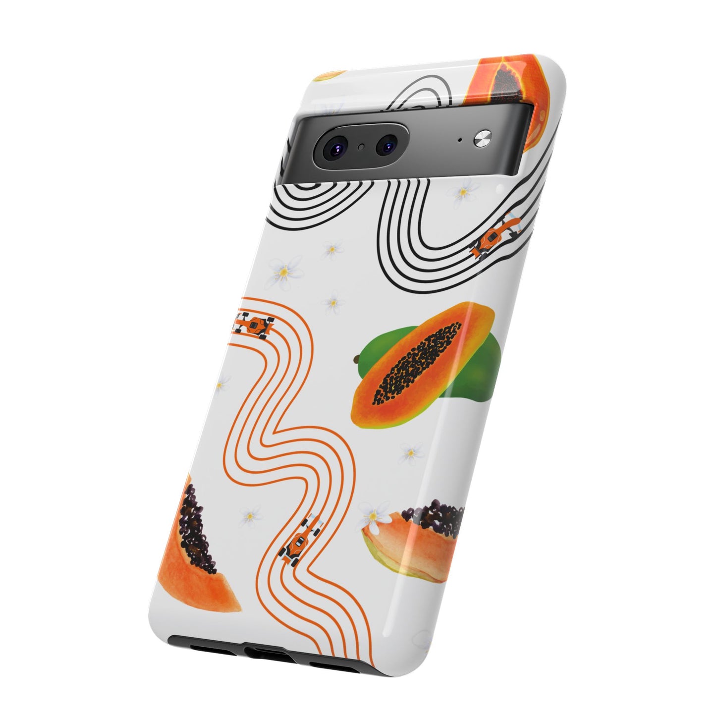 F1 McLaren and Papaya Phone Case , Trendy F1 Gift, Formula 1 Gift, Cute Fruit F1 Phone Case, Unique Phone Case