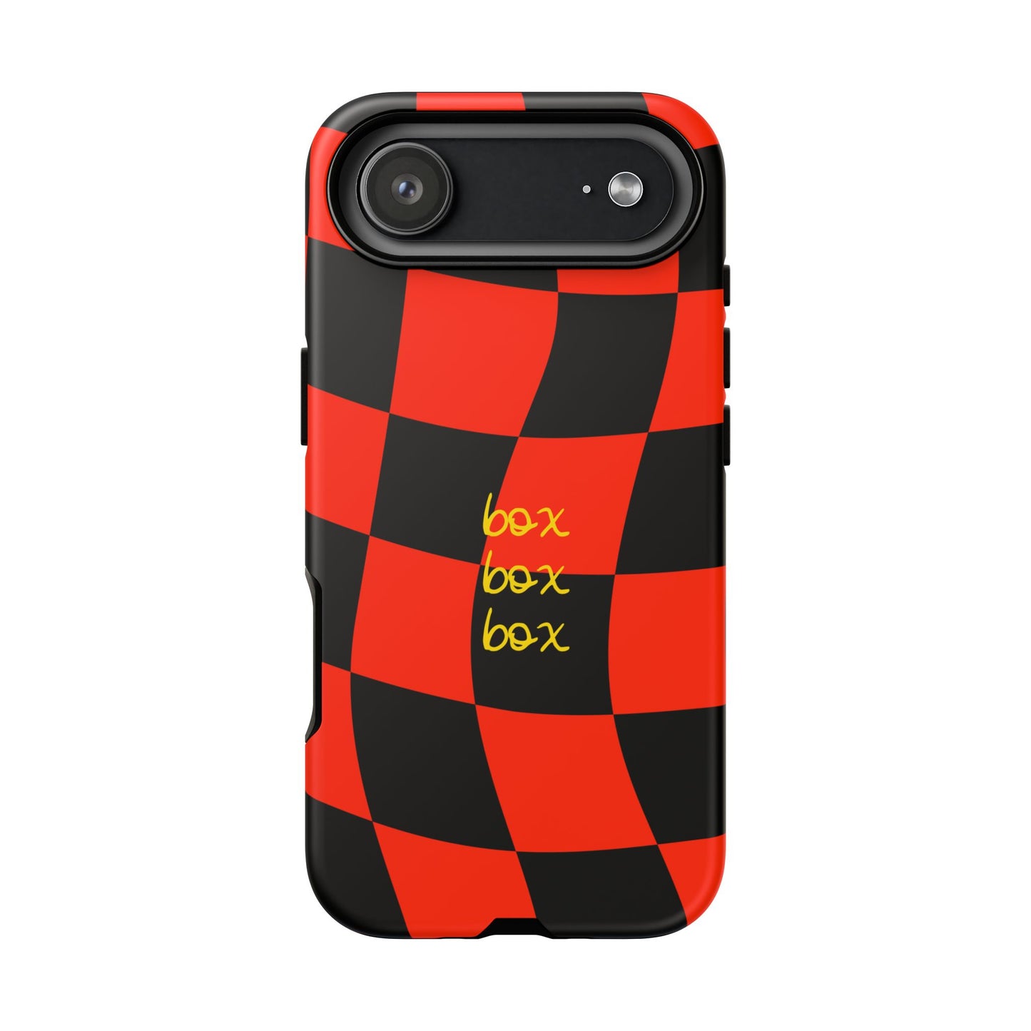 F1 Ferrari Black and Red Checkered Phone Case, Box Box Box F1 Phone Case