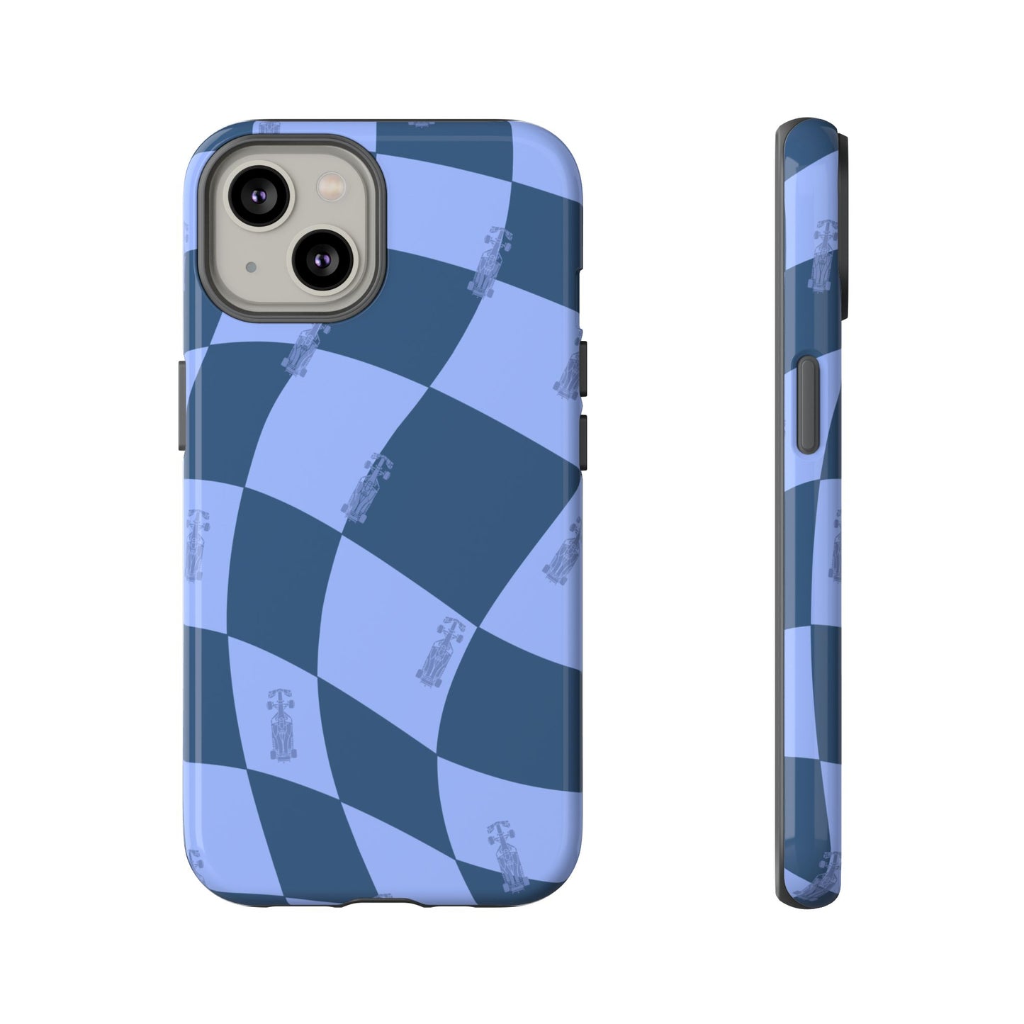 F1 Phone Case Blue Checkerboard Design, Trendy F1 Gift, Formula 1 Gift, Cute F1 Phone Case, Unique Formula One Phone Case