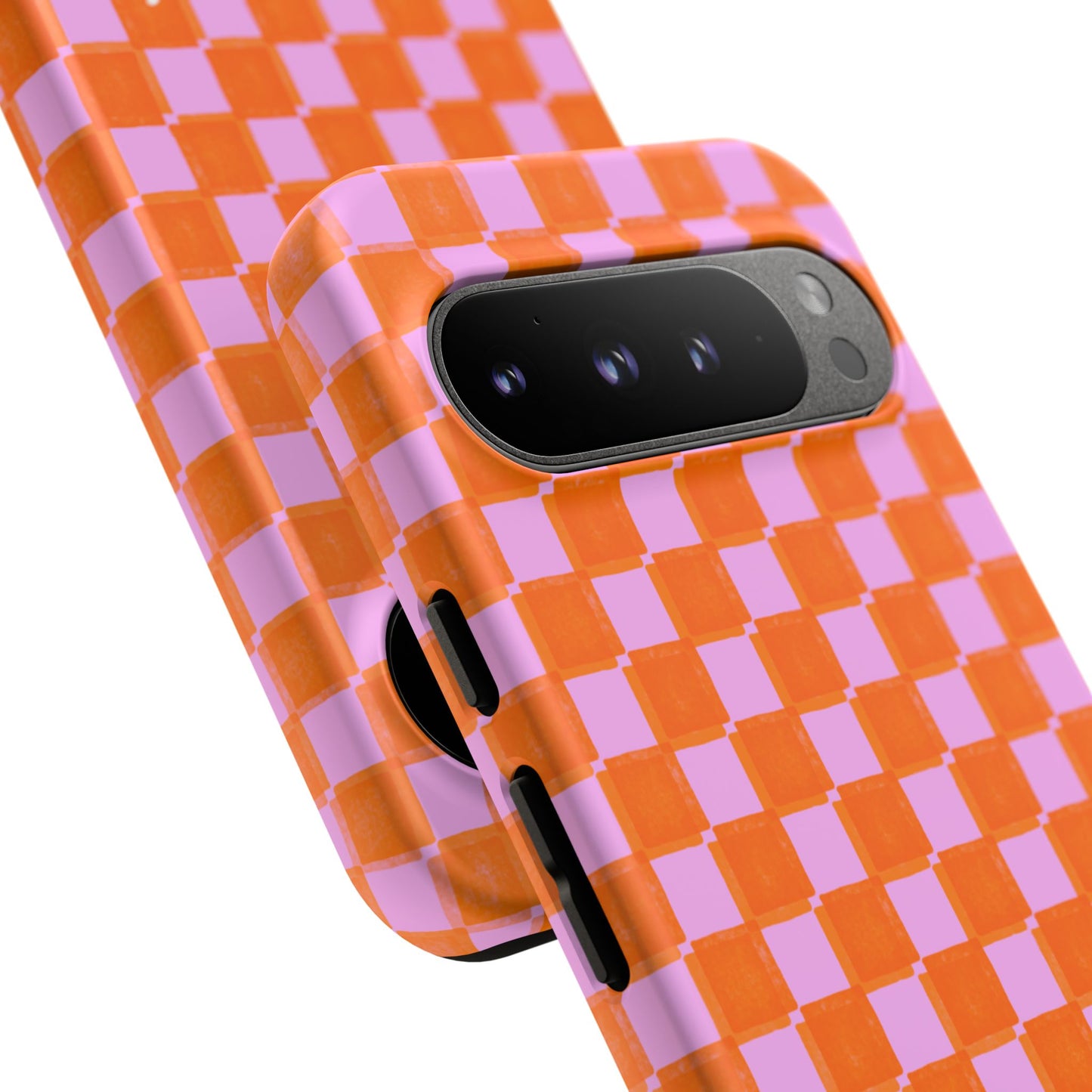 Simply Lovely Orange and Pink Checkered F1 Phone Case Design, Trendy F1 Gift, Formula 1 Gift, Cute F1 Phone Case