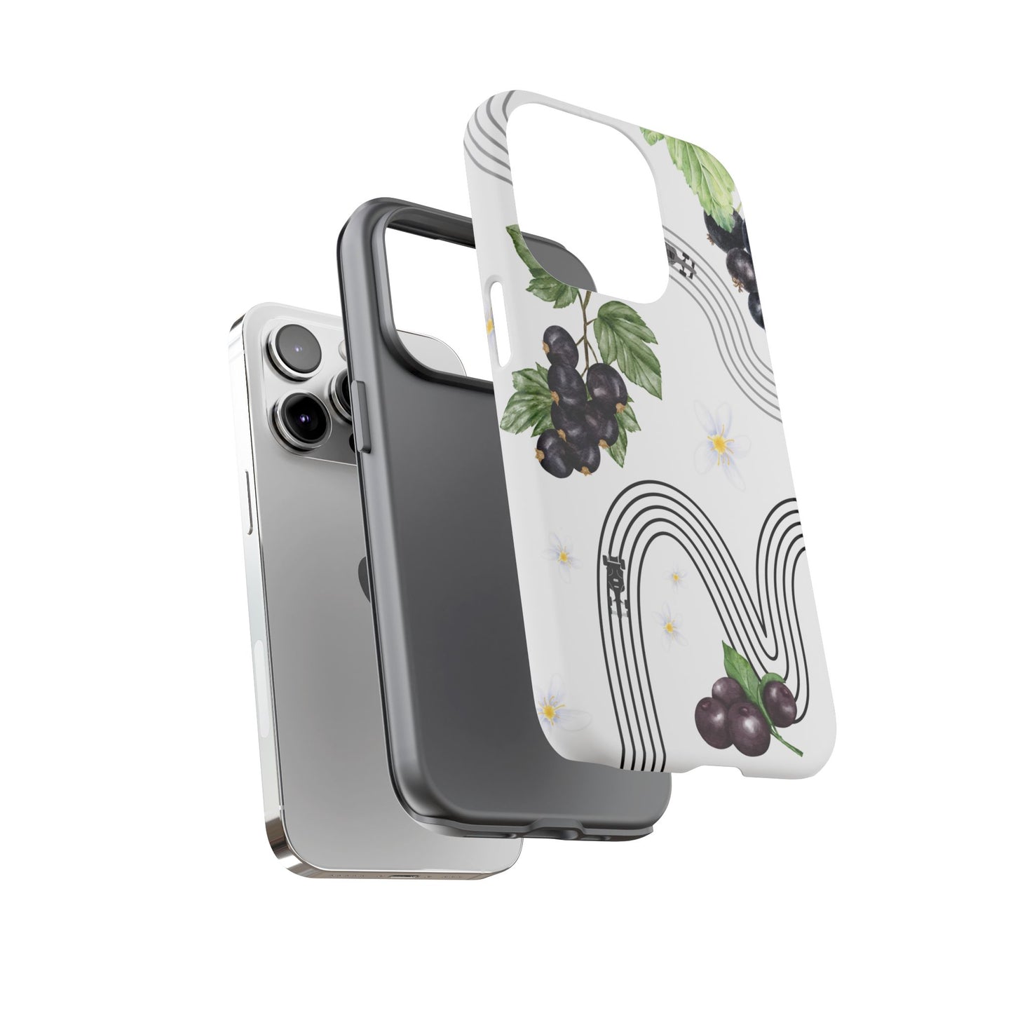 F1 Cadillac and Black Currants Phone Case, Trendy F1 Gift, Formula 1 Gift, Cute Fruit F1 Phone Case, Unique Phone Case
