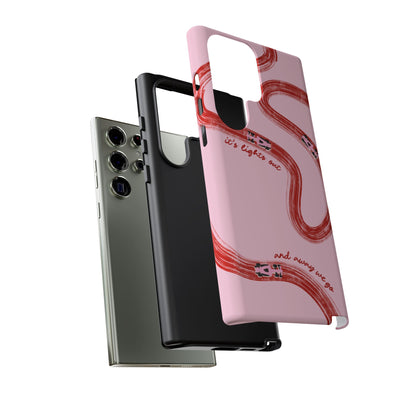 F1 Phone Case Pink and Red Painted "its lights out and away we go", Trendy F1 Gift, Formula 1 Gift, Cute F1 Phone Case, Unique Phone Case