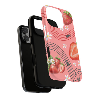 Red F1 Audi and Strawberries Phone Case, Trendy F1 Gift, Formula 1 Gift, Cute Fruit F1 Phone Case, Unique Phone Case