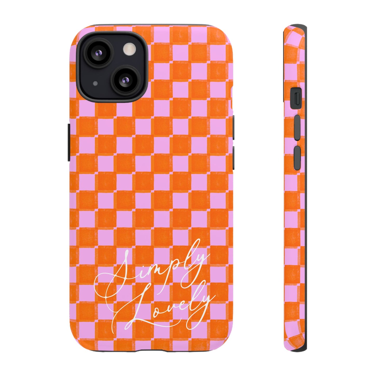 Simply Lovely Orange and Pink Checkered F1 Phone Case Design, Trendy F1 Gift, Formula 1 Gift, Cute F1 Phone Case