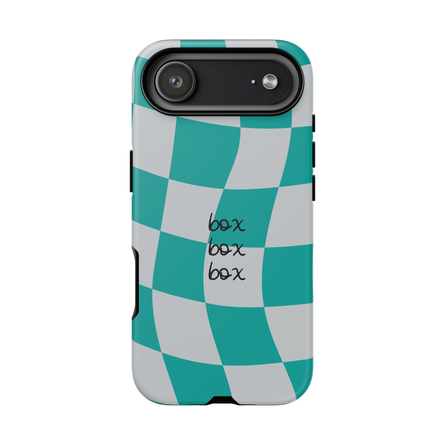 Mercedes Teal and Grey Checkered F1 Phone Case, Box Box Box F1 Phone Case
