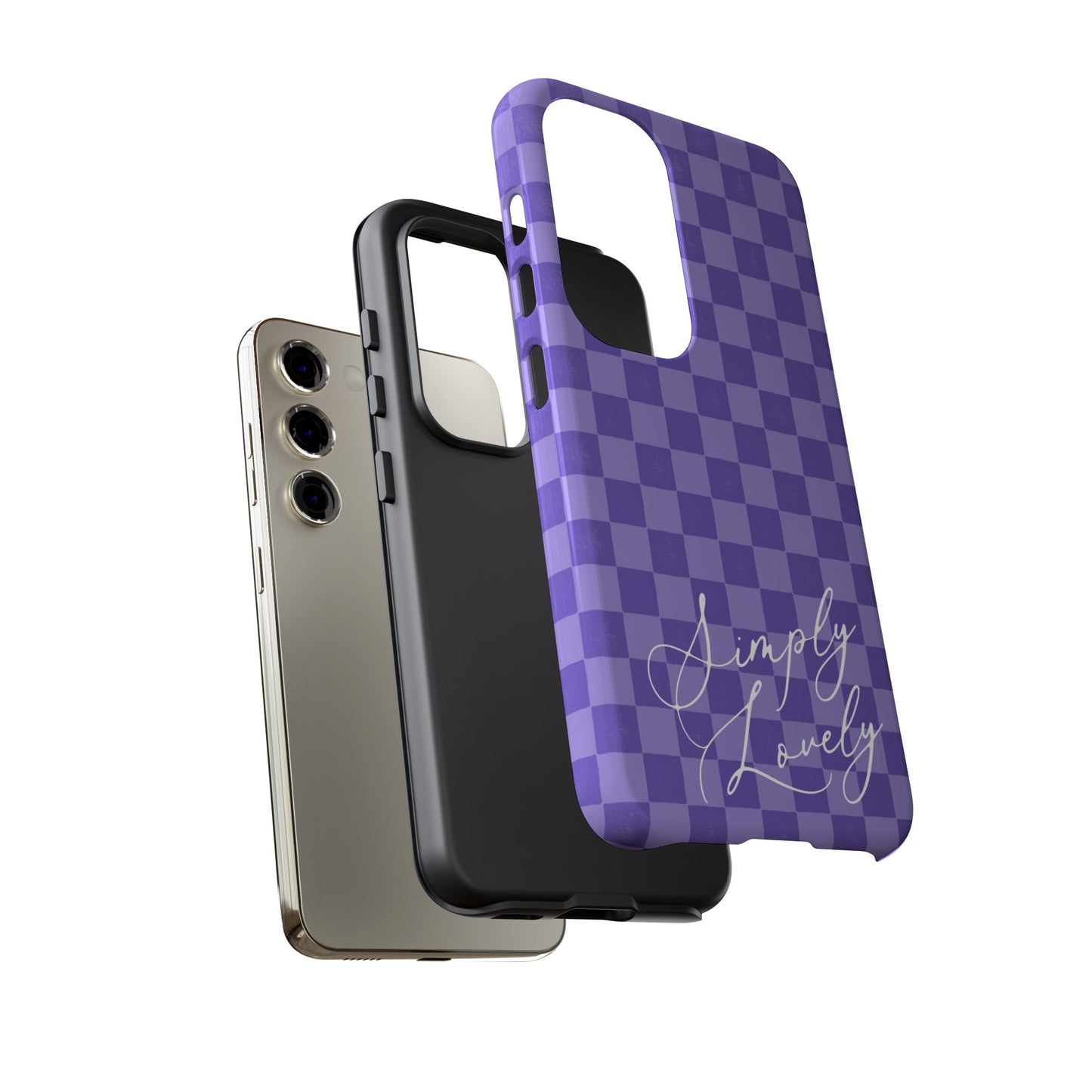 Simply Lovely Purple Checkered F1 Phone Case Design, Trendy F1 Gift, Formula 1 Gift, Cute F1 Phone Case