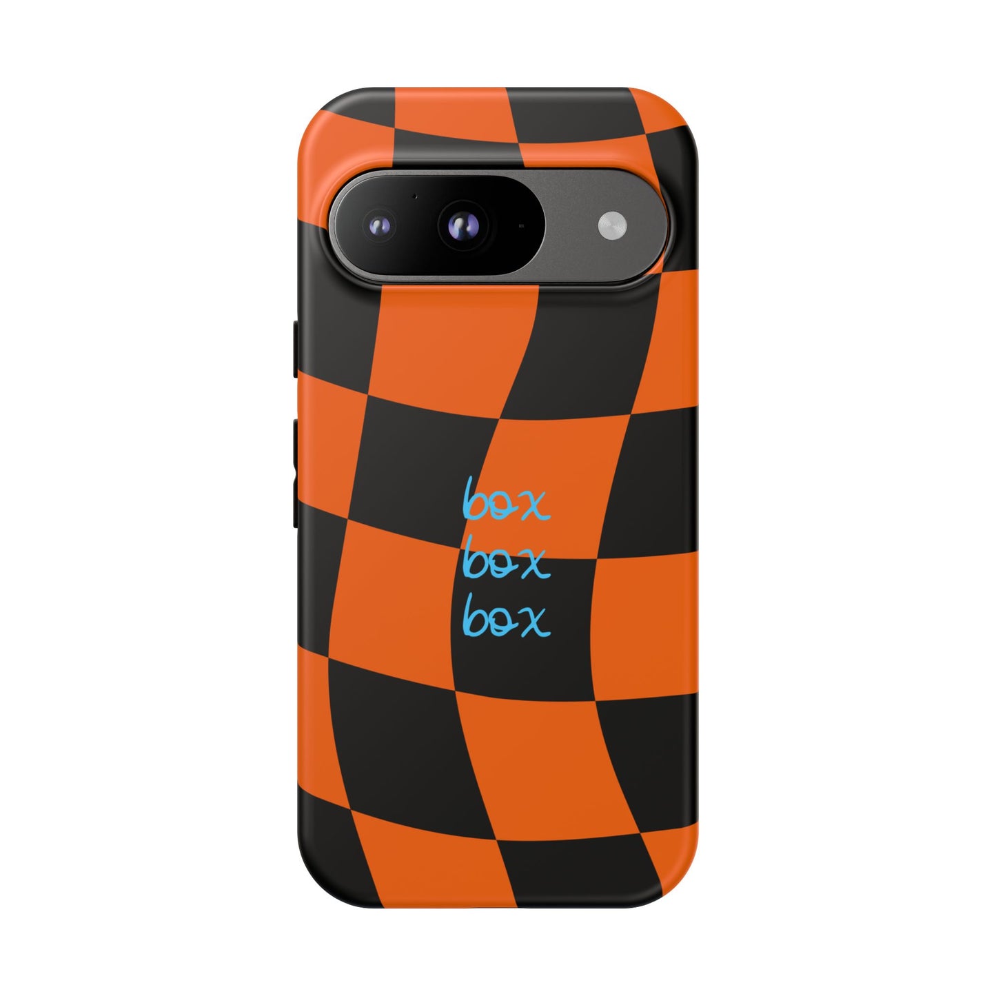 McLaren Orange and Black Checkered F1 Phone Case, Box Box Box F1 Phone Case