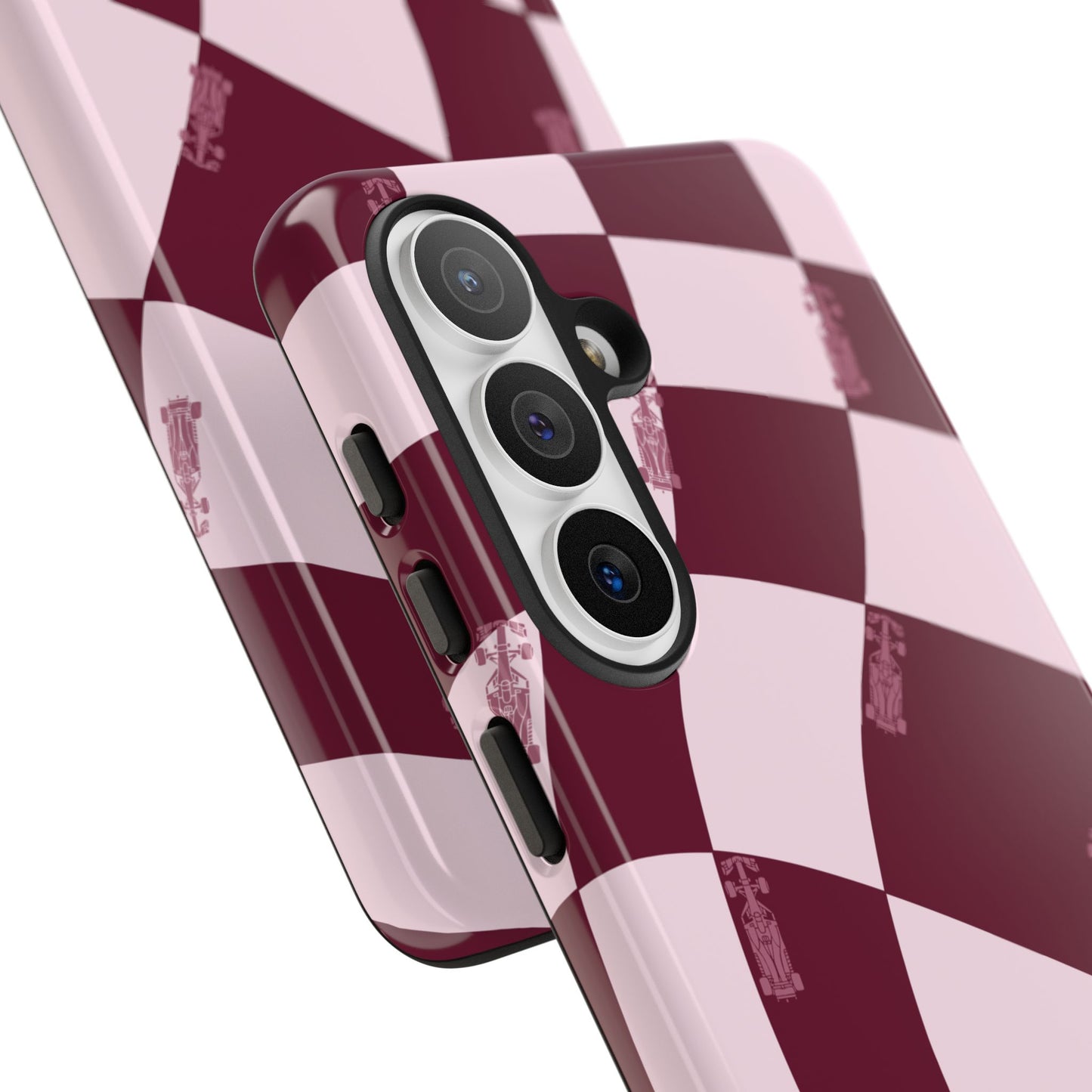 F1 Phone Case Pink Checkered Design, Trendy F1 Gift, Formula 1 Gift, Cute F1 Phone Case, Unique Formula One Phone Case