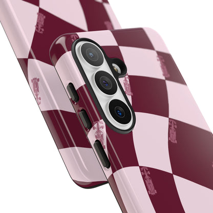 F1 Phone Case Pink Checkered Design, Trendy F1 Gift, Formula 1 Gift, Cute F1 Phone Case, Unique Formula One Phone Case
