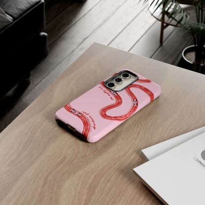 F1 Phone Case Pink and Red Painted "its lights out and away we go", Trendy F1 Gift, Formula 1 Gift, Cute F1 Phone Case, Unique Phone Case