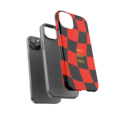 F1 Ferrari Black and Red Checkered Phone Case, Box Box Box F1 Phone Case