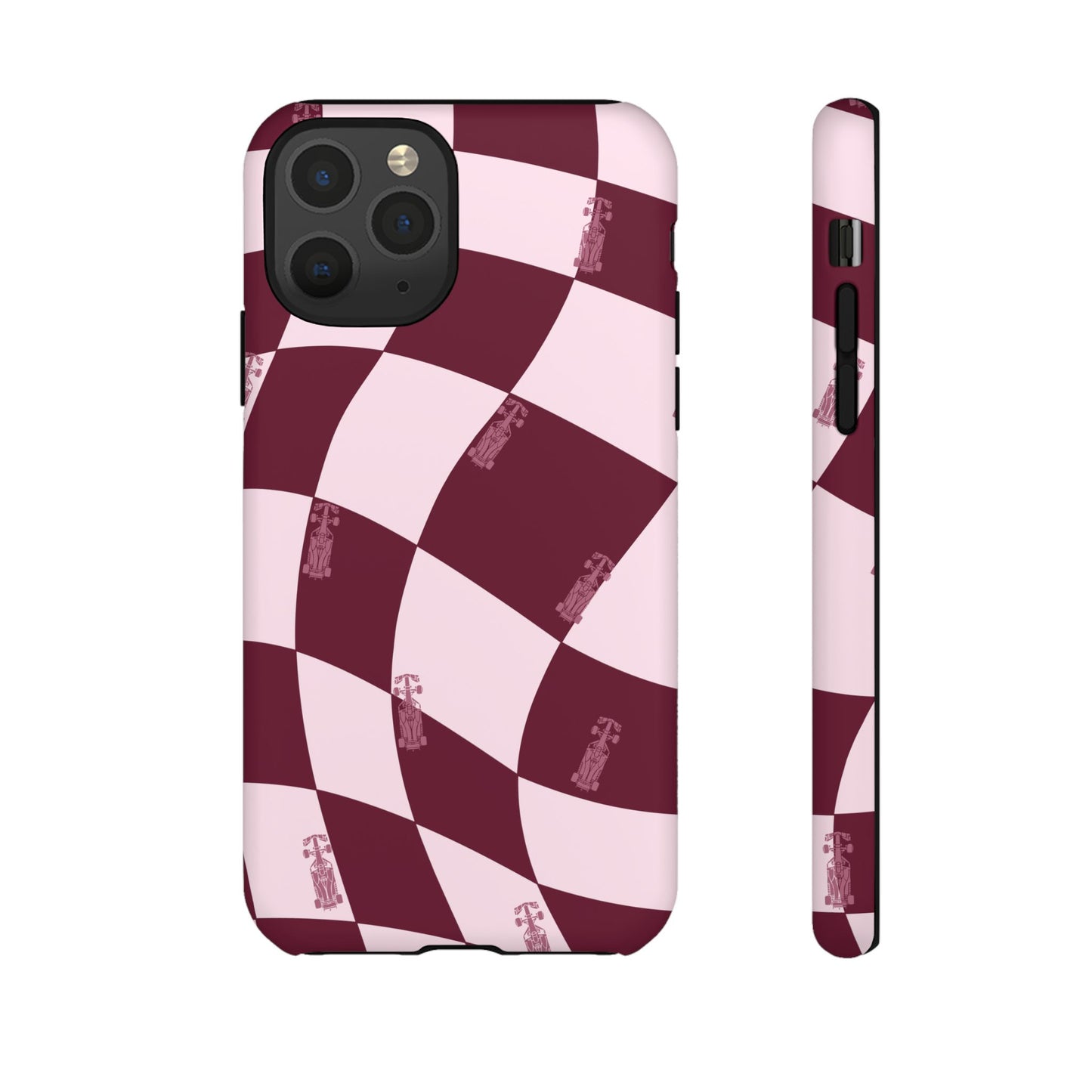 F1 Phone Case Pink Checkered Design, Trendy F1 Gift, Formula 1 Gift, Cute F1 Phone Case, Unique Formula One Phone Case