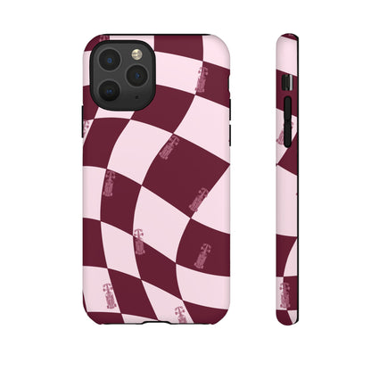 F1 Phone Case Pink Checkered Design, Trendy F1 Gift, Formula 1 Gift, Cute F1 Phone Case, Unique Formula One Phone Case