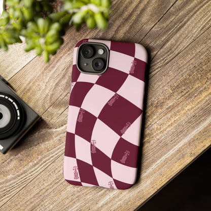 F1 Phone Case Pink Checkered Design, Trendy F1 Gift, Formula 1 Gift, Cute F1 Phone Case, Unique Formula One Phone Case