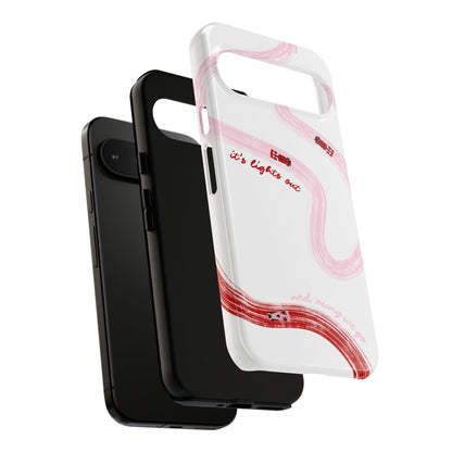 F1 Phone Case Pink and Red Painted "its lights out and away we go", Trendy F1 Gift, Formula 1 Gift, Cute F1 Phone Case, Unique Phone Case