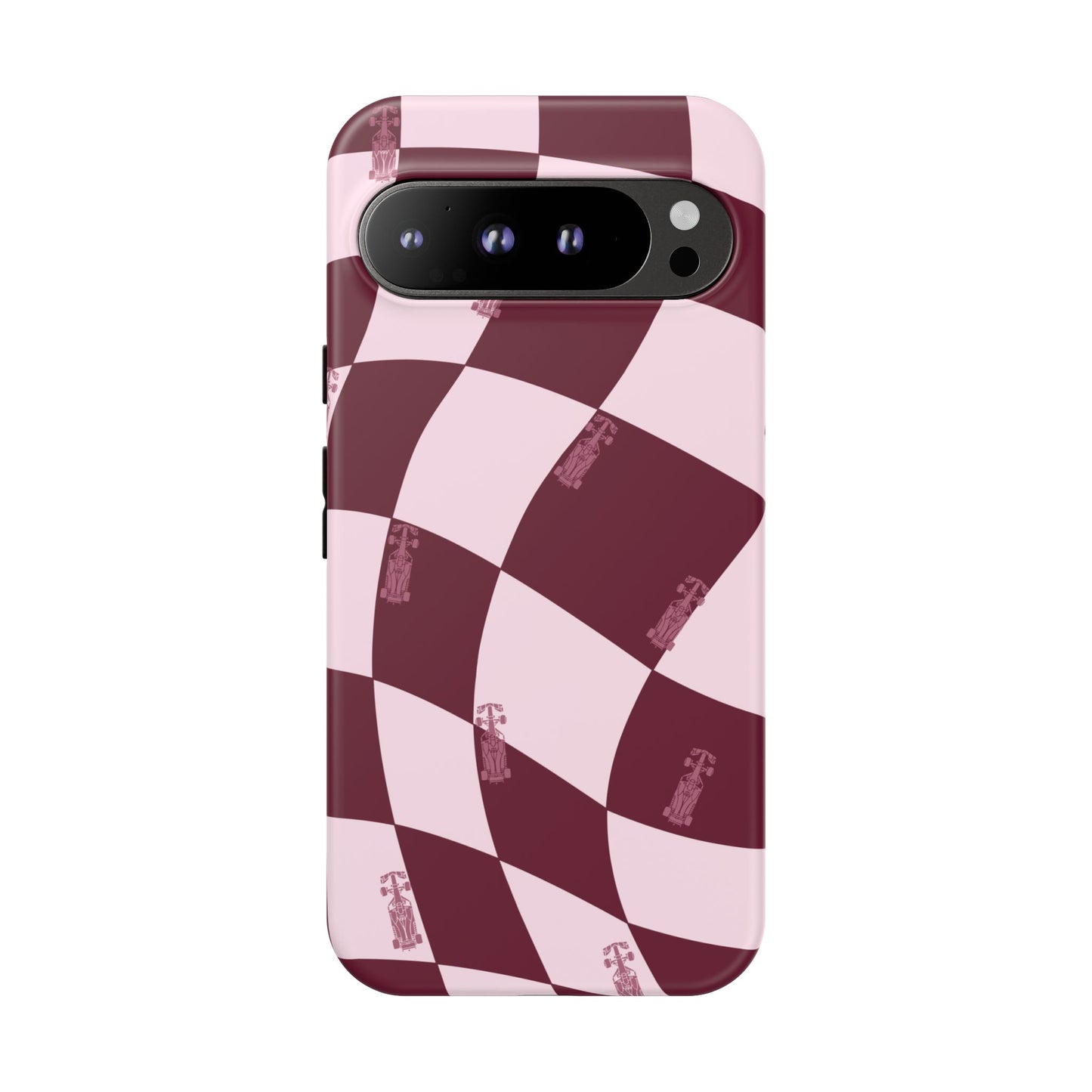F1 Phone Case Pink Checkered Design, Trendy F1 Gift, Formula 1 Gift, Cute F1 Phone Case, Unique Formula One Phone Case
