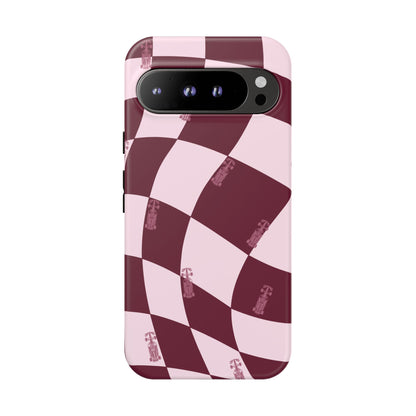 F1 Phone Case Pink Checkered Design, Trendy F1 Gift, Formula 1 Gift, Cute F1 Phone Case, Unique Formula One Phone Case