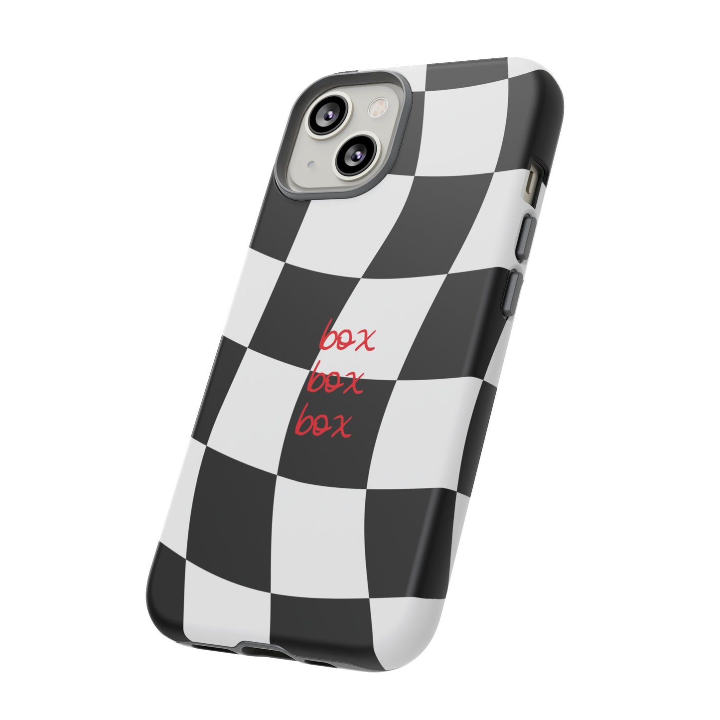 Black and Red Checkered F1 Phone Case, Box Box Box F1 Phone Case