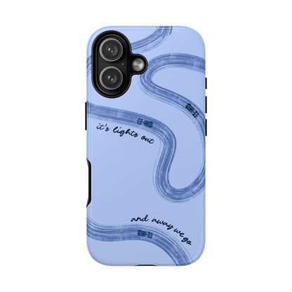 F1 Phone Case Monochrome Blue Painted "its lights out and away we go", Trendy F1 Gift, Formula 1 Gift, Cute F1 Phone Case, Phone Case