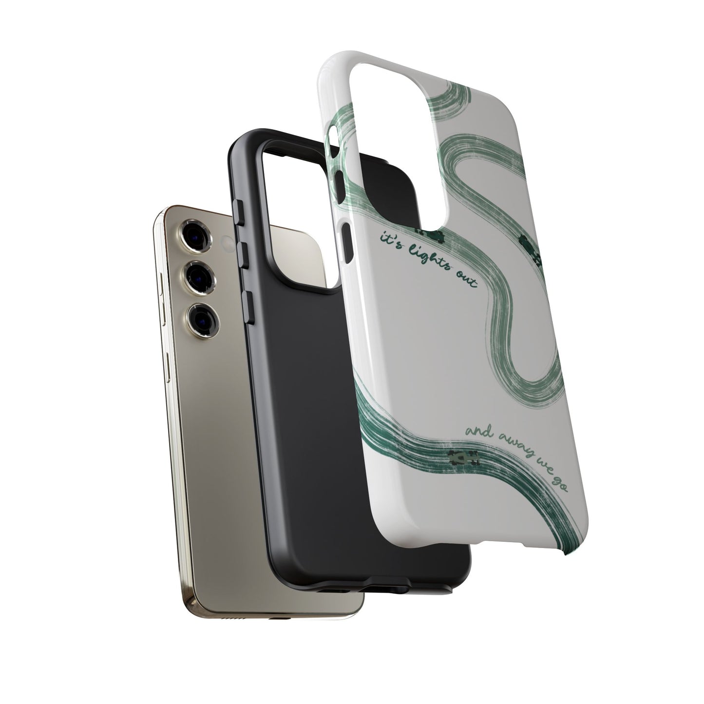 F1 Phone Case Green Painted "its lights out and away we go", Trendy F1 Gift, Formula 1 Gift, Cute F1 Phone Case, Gift for F1 Fans