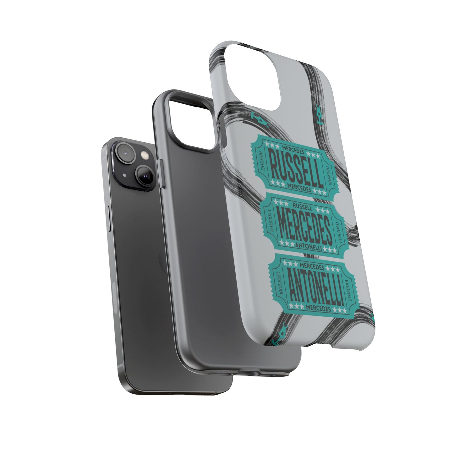 Mercedes F1 Phone Case Painted Ticket Stubs, Trendy F1 Gift, Formula 1 Gift, Cute F1 Phone Case