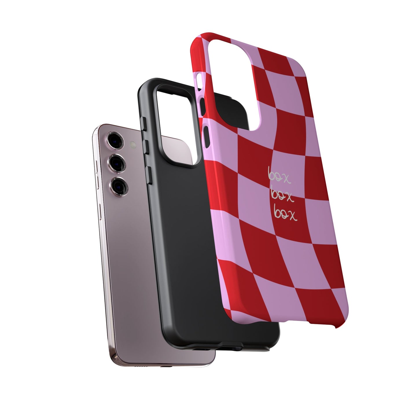 Pink and Red Checkered F1 Phone Case, Box Box Box F1 Phone Case