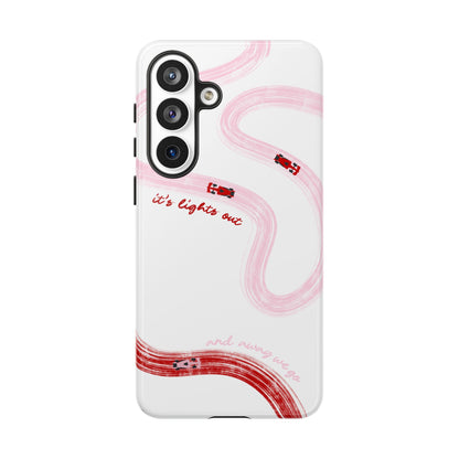 F1 Phone Case Pink and Red Painted "its lights out and away we go", Trendy F1 Gift, Formula 1 Gift, Cute F1 Phone Case, Unique Phone Case