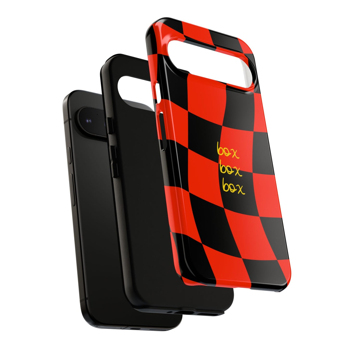 F1 Ferrari Black and Red Checkered Phone Case, Box Box Box F1 Phone Case