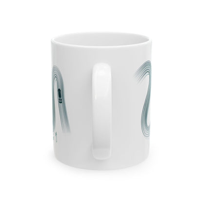 Green Painted F1  It's Lights Out and Away We Go Mug, Unique Gift for Coffee Lovers, Whimsical Formula 1 Gift
