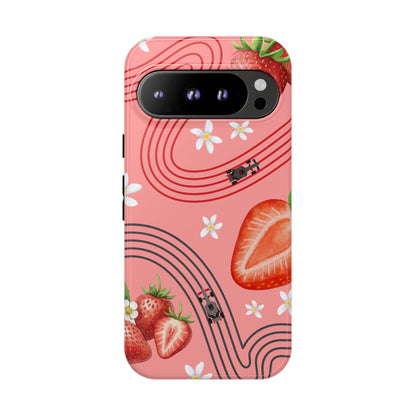 Red F1 Audi and Strawberries Phone Case, Trendy F1 Gift, Formula 1 Gift, Cute Fruit F1 Phone Case, Unique Phone Case