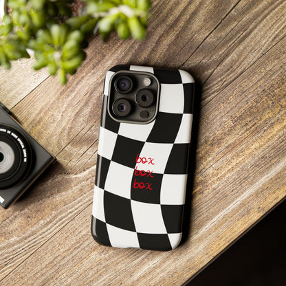 Black and Red Checkered F1 Phone Case, Box Box Box F1 Phone Case